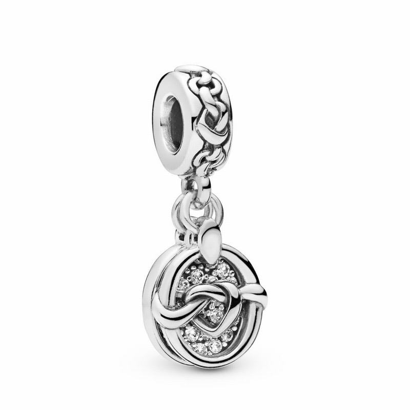 Pandora Knotted Heart Dangle Charm Ireland - Sterling Silver/Cubic Zirconia - 156298HQF